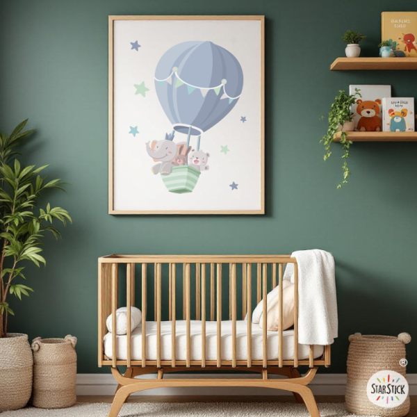 Quadre per a habitació del bebè – Animals volant en Globus