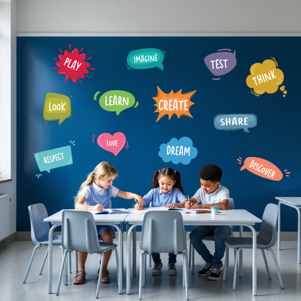 Stickers educativos en español para pared, fáciles de colocar