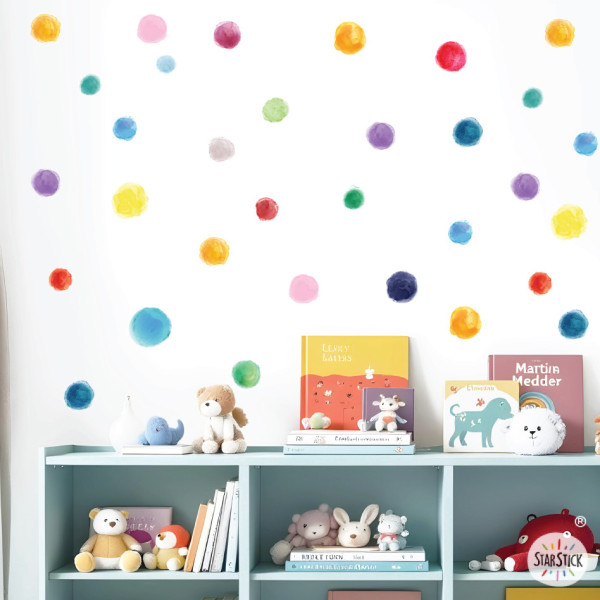Vinilo confeti acuarela. Decoración de paredes infantiles
