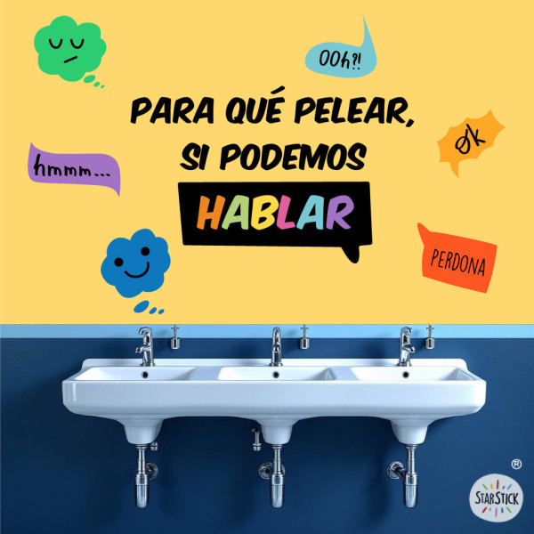 Vinilo educativo para baños escolares con mensaje positivo