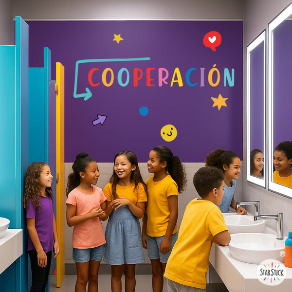 Cooperación Vinilos Decorativos Motivacionales – Pegatinas para Pared Infantil y Escolar