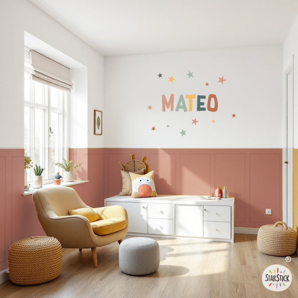 Vinilos personalizados con nombre – Decoración infantil Boho – Pegatinas de pared niños
