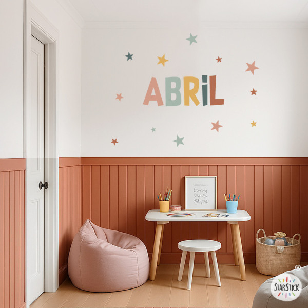 Vinilos personalizados con nombre – Decoración infantil Boho – Pegatinas de pared niños