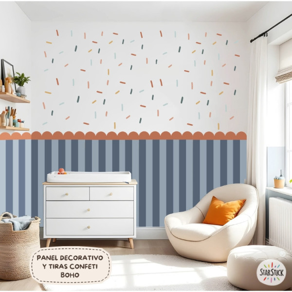 Vinilo decorativo tiras de confeti estilo Boho autoadhesivo para pared