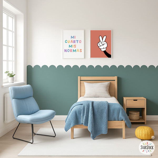 Vinilo decorativo scallop de arcos – Panel adhesivo mural de pared para habitaciones infantiles y juveniles