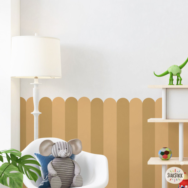 Panell de paret amb ratlles i vora ondulada | Paper pintat autoadhesiu | Sòcol decoratiu