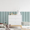 Panel de pared con rayas y borde festoneado | Papel pintado autoadhesivo | Zócalo decorativo