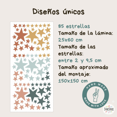 85 Estrelles Boho Chic | Vinils decoratius autoadhesius | Adhesius per a parets, mobles i més