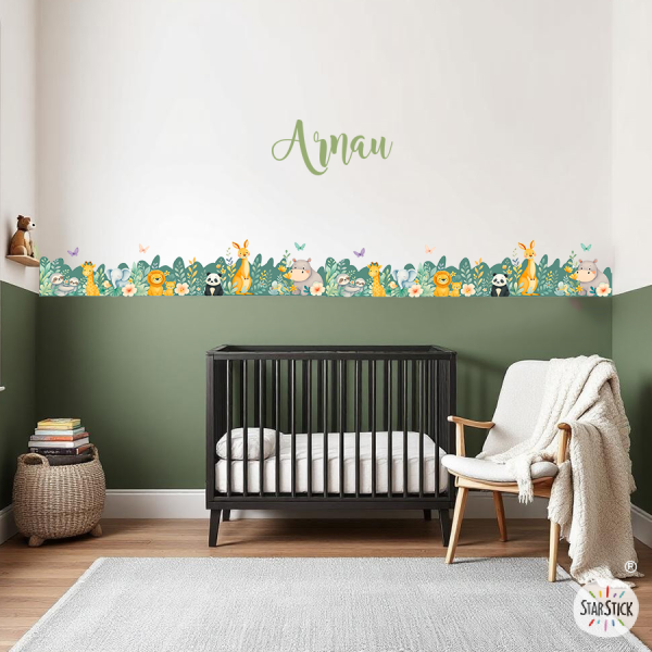 Cenefa infantil Animals de la Selva | Cenefa autoadhesiva paret nens | Vinil decoratiu StarStick