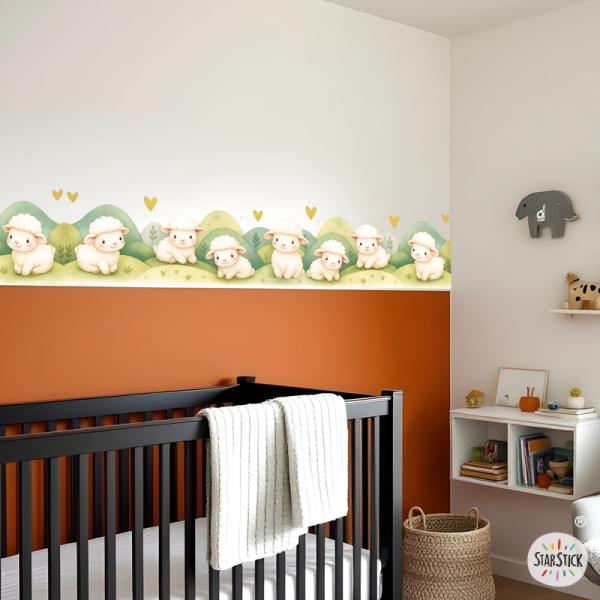 Self-adhesive Sheep Kids Border | Nursery Wall Decal | Baby Room Wall Decoration StarStick