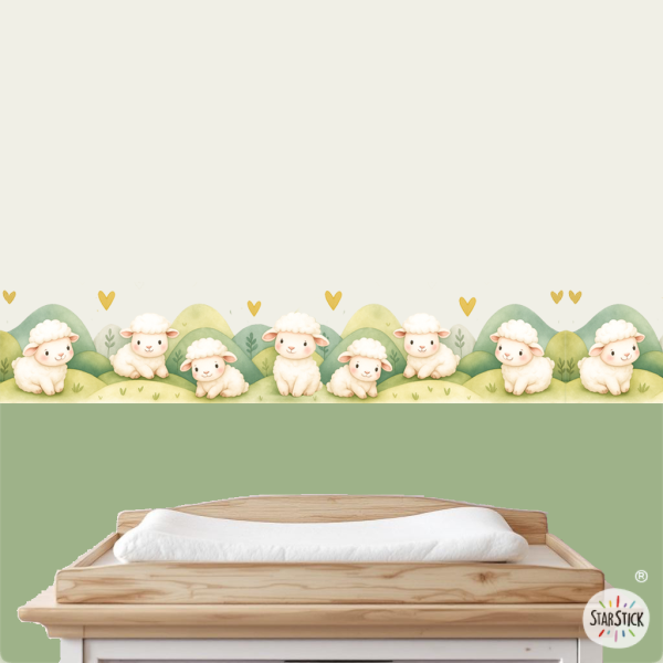 Self-adhesive Sheep Kids Border | Nursery Wall Decal | Baby Room Wall Decoration StarStick