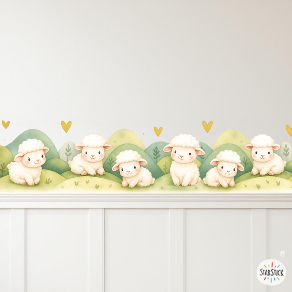 Sanefa infantil autoadhesiva d’ovelletes per a paret, vinil decoratiu habitació nadó