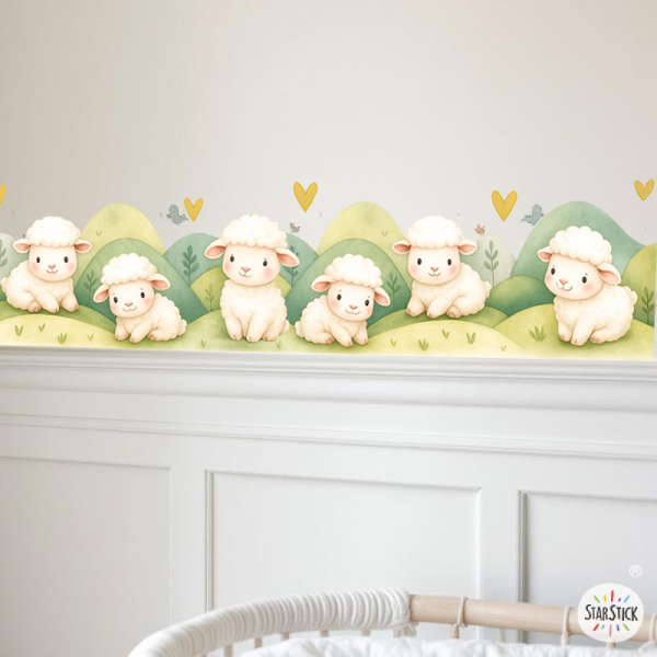 Self-adhesive Sheep Kids Border | Nursery Wall Decal | Baby Room Wall Decoration StarStick