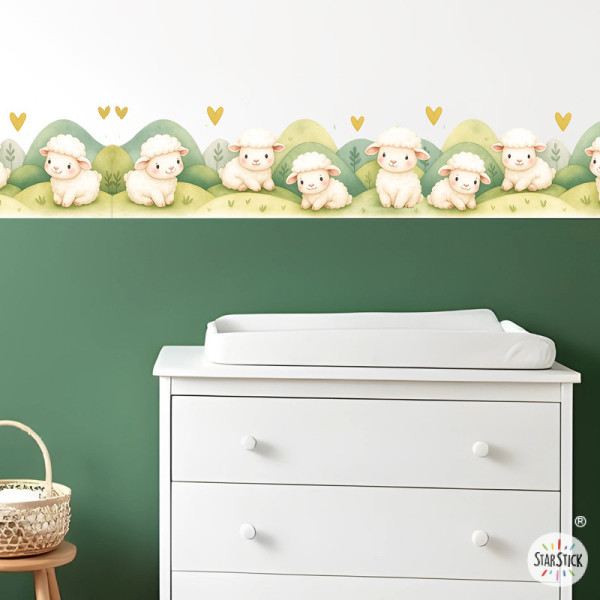 Self-adhesive Sheep Kids Border | Nursery Wall Decal | Baby Room Wall Decoration StarStick