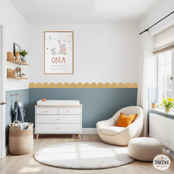 Cenefa decorativa Arcos y Scallops | Adhesivos personalizables en color | Decoración paredes