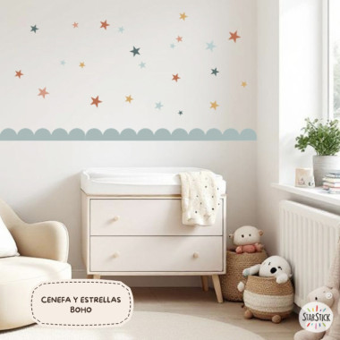 Cenefa decorativa Arcos y Scallops | Colores Boho | Decoración paredes