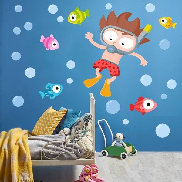 Vinilos originales infantil - Niño buceador