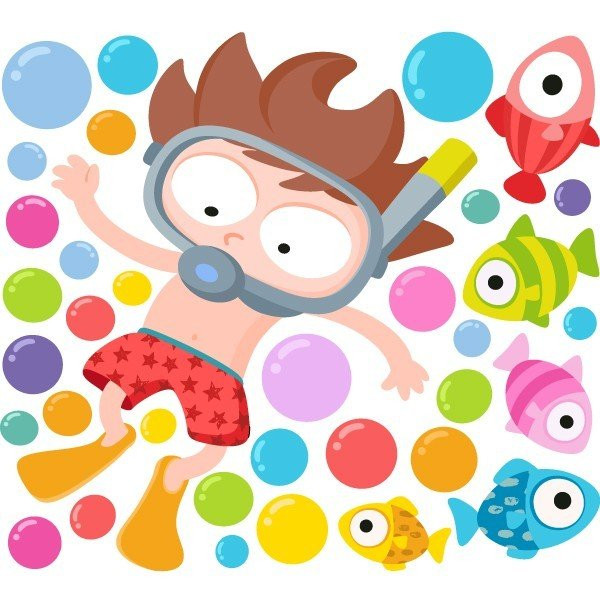 Vinilos originales infantil - Niño buceador