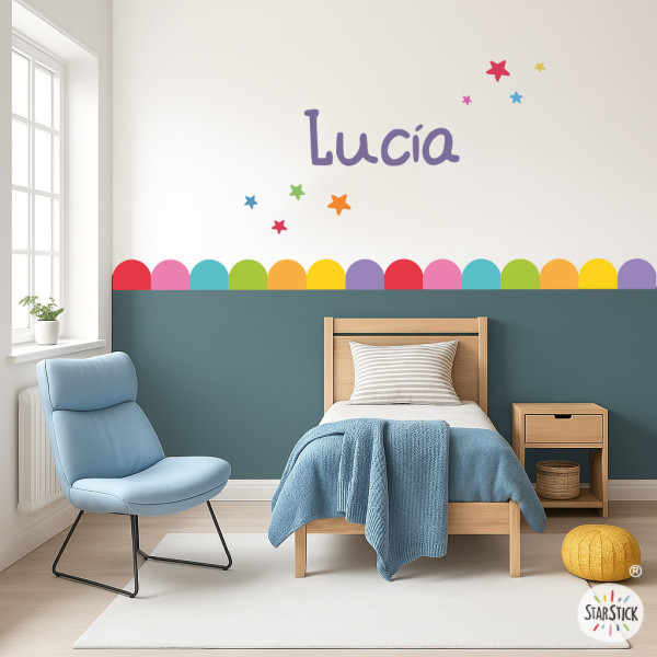 Cenefa adhesiva Arcs i Scallops de colors | Decoració de paret infantil i juvenil | Fàcil d’instal·lar
