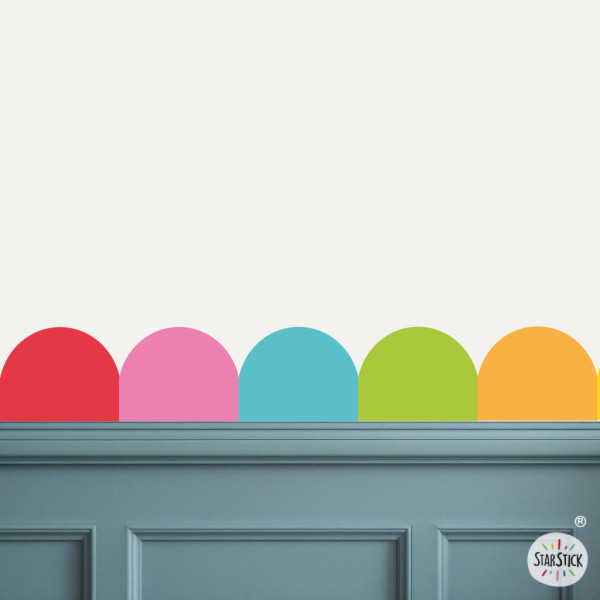 Frise adhésive Arches et Scallops colorés | Décoration murale enfant et ado | Facile à poser