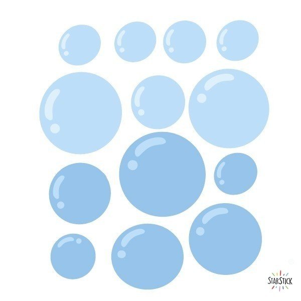 Extra Pack - Burbujas azules niños buceadores Mini Packs Extrapack con 10 burbujas.
Cada burbuja mide entre 3 y 8 cm de ancho
Tamaño de la lámina: 25x25 cm vinilos infantiles y bebé Starstick