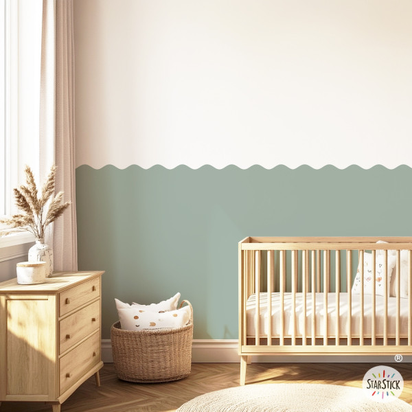 Papier peint autocollant à bord festonné ondulé – Personnalisé – Idéal pour chambre ou salon