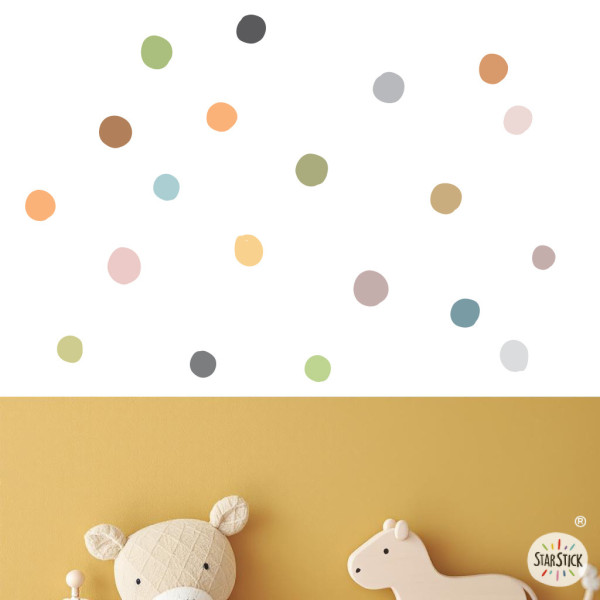 Confeti irregular Nature - Vinilos decorativos pared, puntos color natural, pegatinas infantiles, decoración hogar original