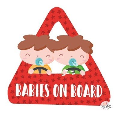 Babies On Board (2 Boys) - Car Sticker