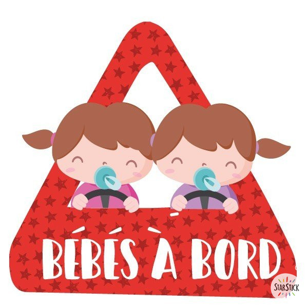 Bebés a bordo (2 niñas) –  Adhesivo para coche