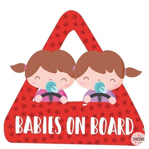Bebés a bordo (2 niñas) – Adhesivo para coche