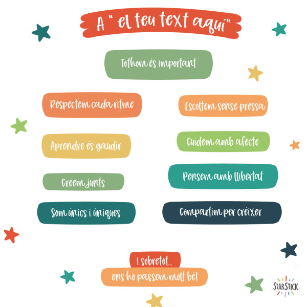 School decoration with wall decals | Rules and values in different languages | Classroom and hallway walls
