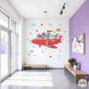 School decoration. Airplane stickers with storybook characters for educational centers