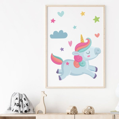 Cuadro decorativo. Unicornio. Decoración habitaciones de niña