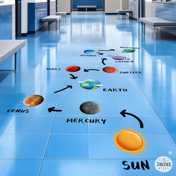 Juego de suelo rayuela Sistema Solar para niños – Vinilos adhesivos educativos para aulas y espacios infantiles