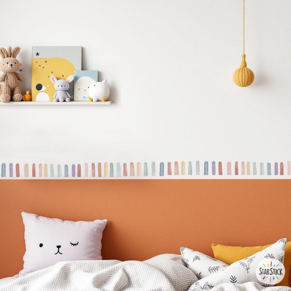 Cenefa de pared Tiras efecto aquarela | Vinilo autoadhesivo | Decoración de pared