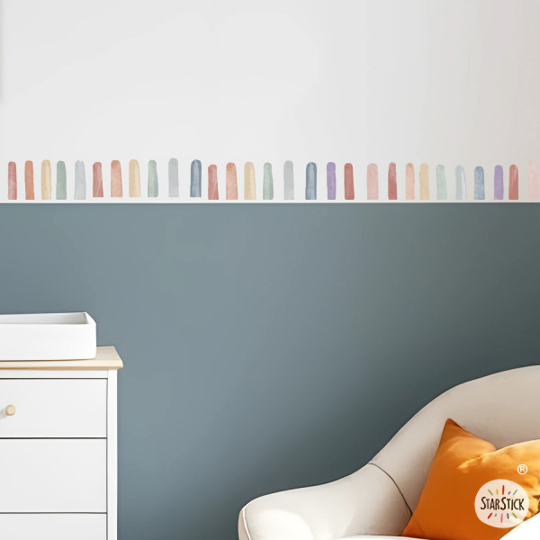 Cenefa de pared Tiras efecto aquarela | Vinilo autoadhesivo | Decoración de pared