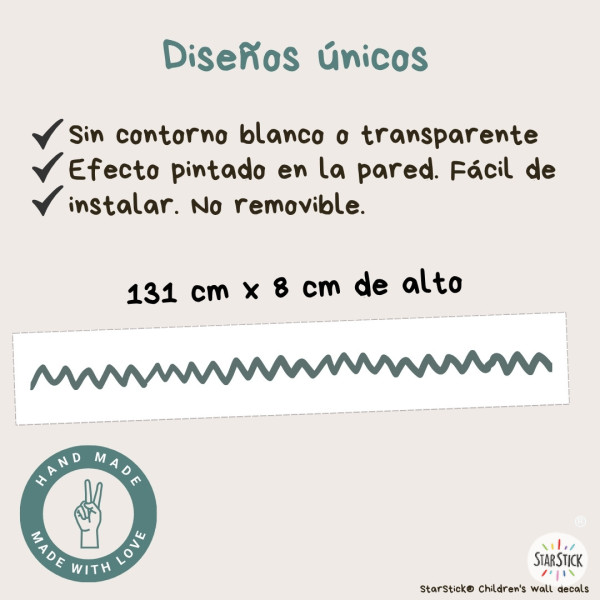 Cenefa de pared zigzag | Varios colores a elegir | Autoadhesiva y fácil de colocar