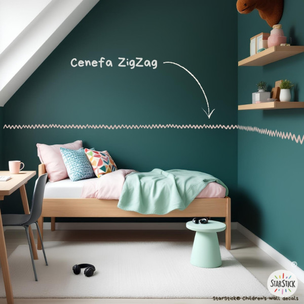 Sanefa autoadhesiva de paret zigzag | Diversos colors per triar | Fàcil de col·locar