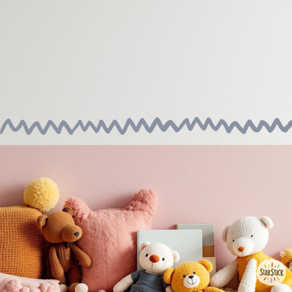 Frise murale zigzag | Plusieurs couleurs au choix | Autocollante et facile à poser