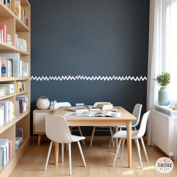 Frise murale zigzag | Plusieurs couleurs au choix | Autocollante et facile à poser