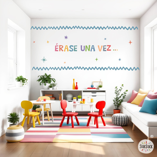 Frise murale zigzag | Plusieurs couleurs au choix | Autocollante et facile à poser