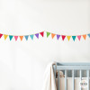Self-adhesive wall border with colorful pennants | Easy to apply | Fun wall decoration
