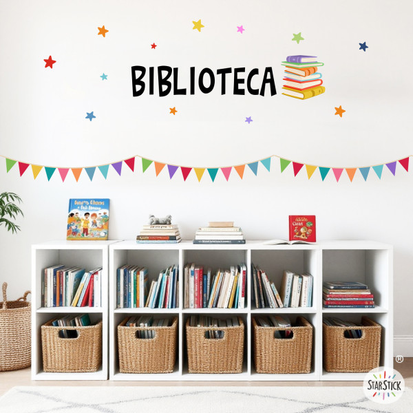 Cenefa autoadhesiva con banderines de colores | Autoadhesiva y fácil de colocar | Decoración de paredes