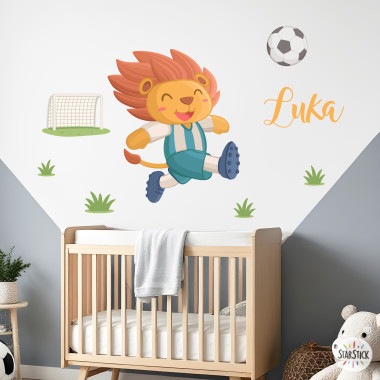 Sticker décoratif Lion footballeur | Idéal pour décorer les chambres d’enfants