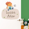 Vinil infantil amb nom – Lleó futbolista | Decoració infantil personalitzada