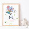 Lámina nacimiento personalizada Koala futbolista | Cuadro natalicio