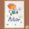 Cuadro infantil personalizado León futbolista | Decoración única para niños