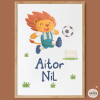 Quadre infantil personalitzat Lleó futbolista | Decoració única per a nens