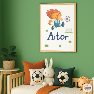 Quadre infantil personalitzat Lleó futbolista | Decoració única per a nens