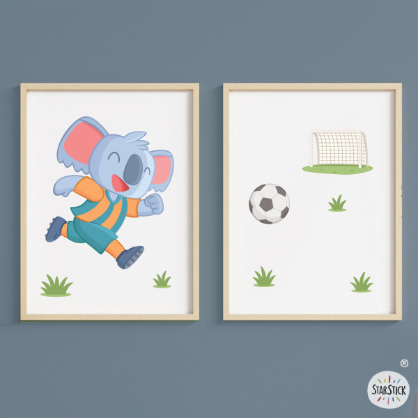 Set of 2 personalized kids’ wall prints | Footballer Koala